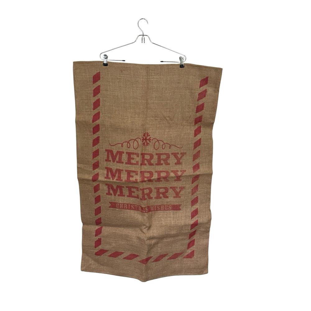 Burlap Holiday Merry Christmas Wishes Sack‎ Present Gift Giving Bag Santa Tree